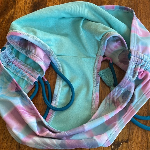 Justice Girls bikini pink and turquoise floral pattern size 12 - Picture 13 of 15